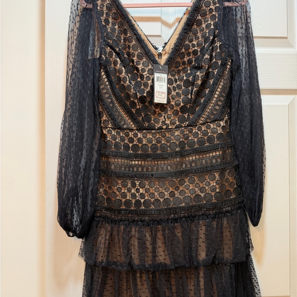 BCBGMaxAzria Black Sheer Long Sleeve Dress - Picture 4 of 4